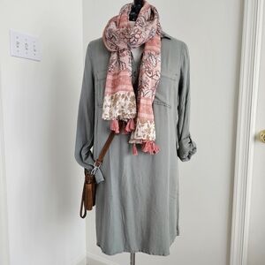 SO Perfectly Soft Juniors Button Front Casual Shirt Dress Khaki Green Olive Sz.M